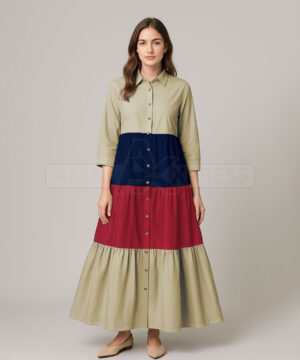 Elegant Multi Color Front Open Abaya Frock