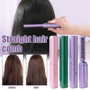 Rechargeable Wireless Mobile Heat Comb – Portable Hair Straightening Brush