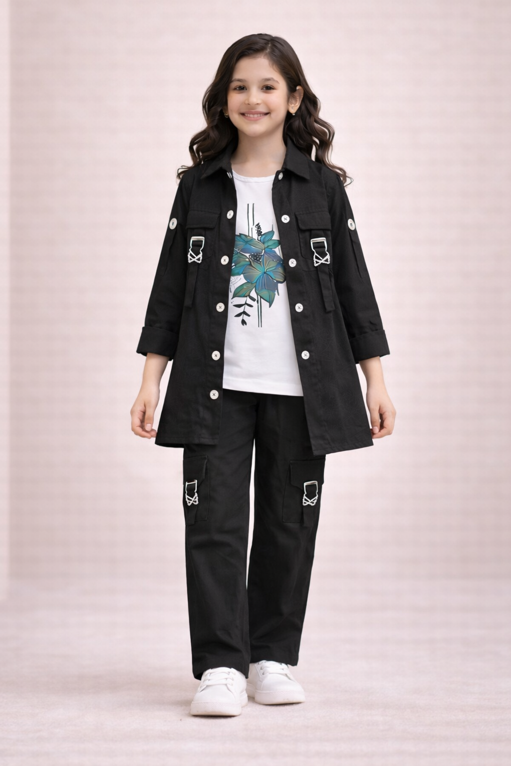 Girls 3 Piece Imported Dress Set  Inner Shirt & Trouser